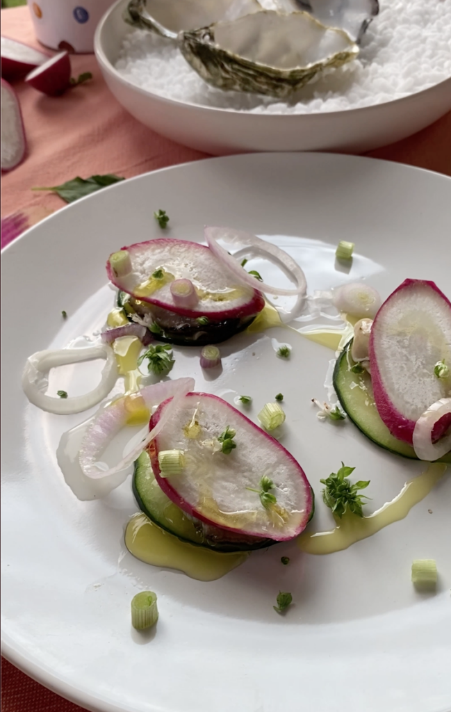 Recipe:  Oysters with Cucumber and Radish